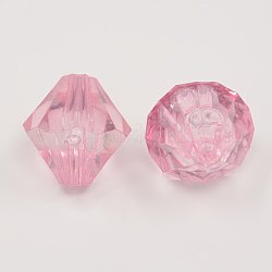 Faceted Bicone Transparent Acrylic Beads, Dyed, Pearl Pink, 3mm, Hole: 1mm, about 41000pcs/500g