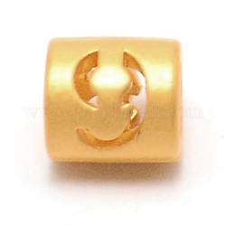 Perline in lega, colonna con numero vuoto, oro, num. 9, 6.5x6mm, Foro: 3.3 mm