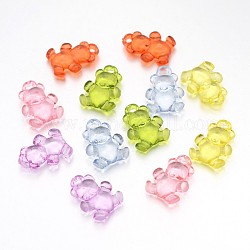 Transparent Acrylic Pendants, Mixed Color, Dyed, Baby Bear, Size: 15mm wide, 20mm high, hole: about 2.5mm