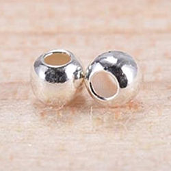 925 стерлингов серебряные шарики Spacer, круглые, серебряные, 3 мм, отверстие : 1~1.2 мм, 20pcs / г