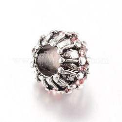 Perline europeo rhinestone  in lega, perline con foro grande, rondelle, roso chiaro, 10x7~8mm, Foro: 5 mm