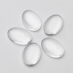 Transparente Glas Cabochons, Oval, Transparent, 25x18 mm, 5.4 mm (Bereich: 4.9~5.9 mm) dick