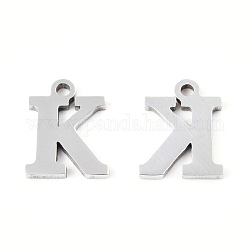201 charms in acciaio inox, alfabeto, letter.k, 9x7x1mm, Foro: 1 mm