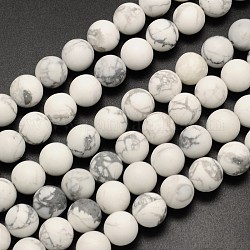 Mattiert runde Perlen Howlith Stränge, 12 mm, Bohrung: 1 mm, ca. 32 Stk. / Strang, 15.3 Zoll
