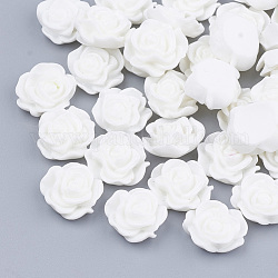 Resin Cabochons, Flower, White, 13x5mm