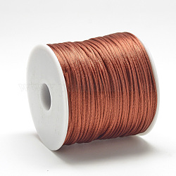 Hilo de nylon, Cordón de satén de cola de rata, tierra de siena, aproximamente 1 mm, alrededor de 76.55 yarda (70 m) / rollo