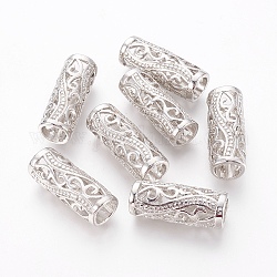 Perline filigrana in lega, colonna, colore platino, misura:circa30mm lunghezza, 11 mm di larghezza, 11 mm di spessore, Foro: 8 mm