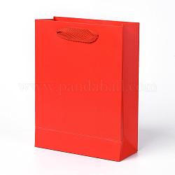 Sacs en papier kraft, avec poignées, sacs-cadeaux, sacs à provisions, rectangle, rouge, 20x15x6.2 cm