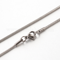 304 Stainless Steel Snake Chain Necklaces, Stainless Steel Color, 17.7 inch(45cm), 1.5mm
