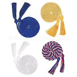 ポリエステル卒業栄誉ロープ  卒業生のためのタッセルペンダント装飾付き  ミックスカラー  169cm  6mm  4色  2個/カラー  8個/セット