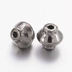 Perles de séparateur de style tibétain , Toupie, sans plomb et sans cadmium et sans nickel, couleur gris anthracite, 5x4.5mm, Trou: 1mm