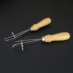 Verstellbarer Lederkantenfalter, mit Holzgriff, für DIY handgefertigte Lederhandwerkswerkzeuge, rauchig, 19x2.7 cm