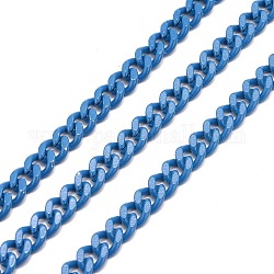 Cadena de bordillo de latón pintado con spray, cadena torcida, con carrete, sin soldar, azul dodger, 6x5x2mm, 32.8 pie (10 m) / rollo