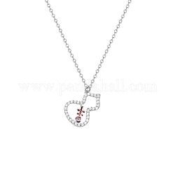 925 Sterling Silver Pendant Necklace, with Rhinestone, Gourd, Silver, Crystal, 19.7 inch(50cm)