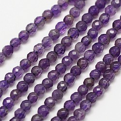 Grade un naturale ametista fili di perle, tondo sfaccettato, 3mm, Foro: 0.8 mm, circa 119pcs/filo, 15 pollice