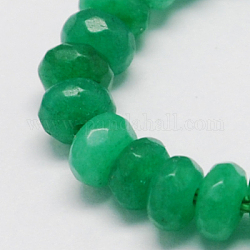 Chapelets de perles de jade naturel, teinte, facette, rondelle, vert de mer, 6x4mm, Trou: 0.5mm, 15.5 pouce
