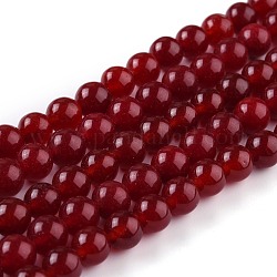 Natural White Jade Beads, Round, Dyed, FireBrick, 8mm, Hole: 1mm, about 49pcs/strand, 15.16''(38.5cm)