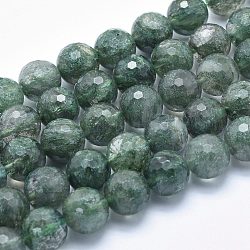 Synthetische grüne Quarz-Perlen-Stränge, facettiert, Runde, 14 mm, Bohrung: 1 mm, ca. 29 Stk. / Strang, 15.7 Zoll