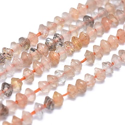 Natürliche sunstone Perlen Stränge, Doppelkegel, facettiert, 3x2 mm, Bohrung: 0.5 mm, ca. 190~200 Stk. / Strang, 15.35 Zoll (39 cm)
