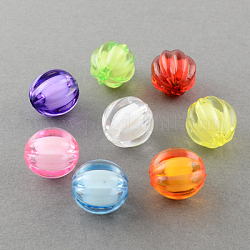 Perles en acrylique transparente, Perle en bourrelet, ronde, citrouille, couleur mixte, 16mm, Trou: 2mm, environ 270 pcs/500 g