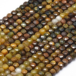 Fili di perline in pietersite naturale, stile sfumato, quadrato, sfaccettato, 4x4x4mm, Foro: 0.7 mm, circa 80pcs/filo, 15.55 pollice (39.5 cm)