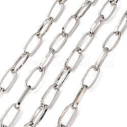 Железные скрепки цепи, Плоско-овальные, тянутые удлиненные кабельные цепи, несварные, с катушкой, платина, 19x8x2 мм, около 328.08 фута (100 м) / рулон