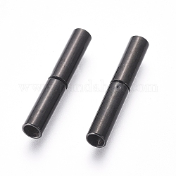 304 Stainless Steel Bayonet Clasps, Column, Electrophoresis Black, 21x3mm, Hole: 2.5mm