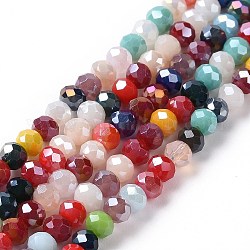 Chapelets de perles en verre, facette, abaque, rouge, 4x4.5~5mm, Trou: 0.8~1mm, Environ 120 pcs/chapelet, 16.93'' (43 cm)
