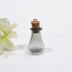 Leere kleine Vasenanhänger aus Glaskorken, Wunschflaschenanhänger mit platinierten Eisenschlaufen, Silber, 16x27 mm