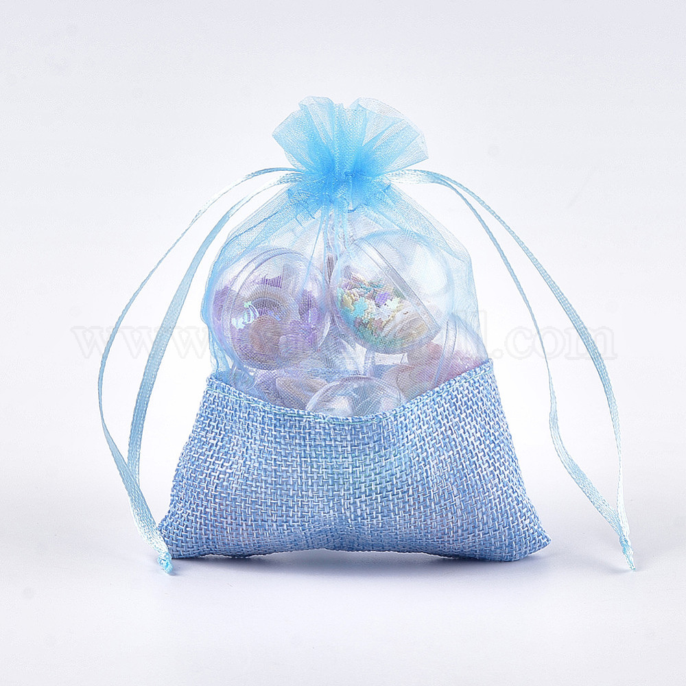 オーガンジーバッグ巾着袋 黄麻布 巾着袋 長方形 コーンフラワーブルー 17~18x12.4~13cmの通販 - PandaHall（パンダホール）