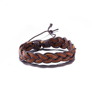 Bracelets réglables en cuir tressées unisexes occasionnels, Sienna, 300mm