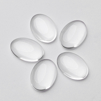 Cabochons en verre transparent, ovale, clair, 25x18mm, 5.4 mm (extrêmes: 4.9~5.9 mm) d'épaisseur
