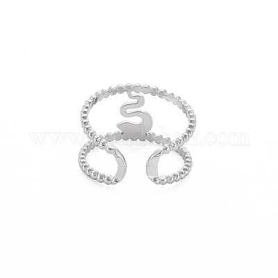 Не тускнеющее кольцо-манжета из нержавеющей стали 304 в форме змеи широкое открытое для женщин RJEW-S405-239P-1