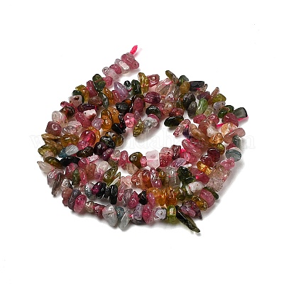 Нити из натуральных разноцветных турмалиновых бусин&nbsp;G-F328-37A-1