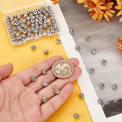PandaHall - 100 Ganci A Forma Di Barile In Lega, Stile Tibetano, 7x6 Mm, Colore Argento Antico, Per Gioielli Fai Da Te