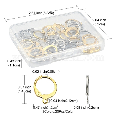 Wholesale DICOSMETIC 40Pcs 2 Styles Lever Back Earring Findings Goldan and  Silver Leverback Earwire Circle Earring Hooks Brass Leverback Earrings for  DIY Earring Making 