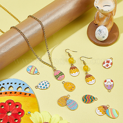 Charms Jewellery Making Easter Egg Charms Pendants for DIY Necklaces  Earrings