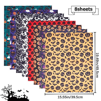 Tessuto in policotone stampato halloween&nbsp;DIY-WH0032-07B-1