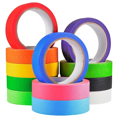 12Roll 12 Color Colorful Masking Tape, Adhesive Tape Textured Paper, for  Painting, Packaging and Windows Protection, Mixed Color, 9.85x1.15cm, 12
