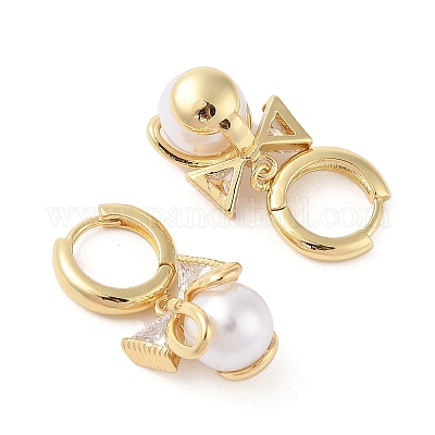 Серьги из латуни с микро-паве и прозрачным фианитом для женщин EJEW-G394-41G-1