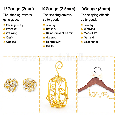  BENECREAT 15 Gauge 16.4 Feet Square Copper Wire Half Hard Gold Brass  Wire for Jewelry Beading Craft Work