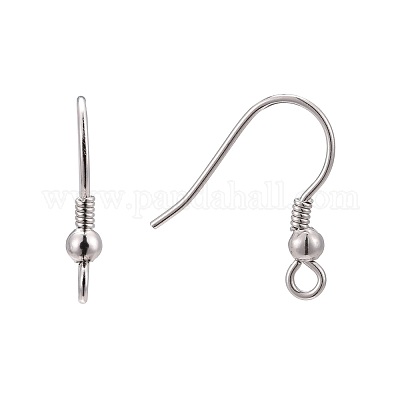 925 Sterling Silver Earring Hooks, 14.5x15x2.5mm, Hole: 1.2mm, Pin