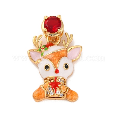 Рождественские тематические латунные подвески с микропаве и кубическим цирконием KK-C076-27G-06-1