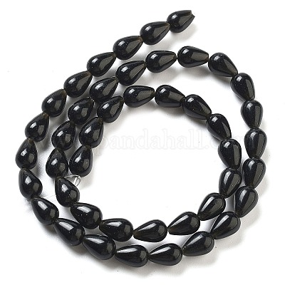 Натуральный черный камень бисер нитей&nbsp;G-B106-A19-01-1