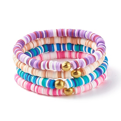 Wholesale Handmade Polymer Clay Heishi Beads Stretch Bracelets Set