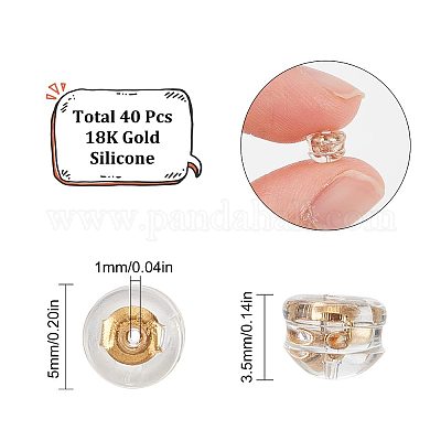 Wholesale SUNNYCLUE 1 Box 40Pcs Real 18K Gold Plated Silicone Earring Backs  UK Earring Safety Backs Earring Backings Silicone Ear Nut Hypoallergenic  Earring Findings Ear Backs for jewellery Making Accessories 