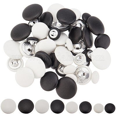 Wholesale BENECREAT 48Pcs 8 Style 1-Hole PU Leather Buttons 