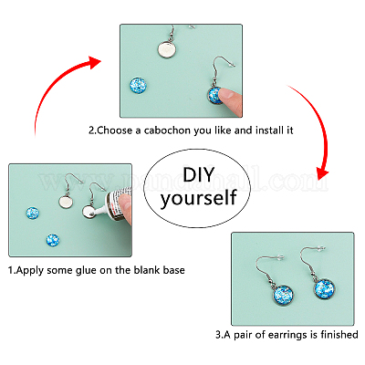 30 шт. 5 плоских круглых висячих серег из нержавеющей стали EJEW-UN0001-60-1