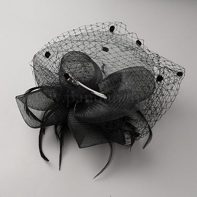 Женская шляпа с перьями для украшения вечеринки&nbsp;AJEW-WH0650-73-1