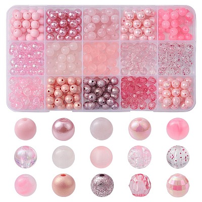 375pcs 15 Arten Acrylperlen&nbsp;MACR-YW0002-59D-1